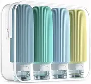 Mrsdry Travel Bottles for Toiletries, Large 6oz Travel Size Containers, BPA Free Leak Proof Tubs Refillable Liquid Accessories with Toiletry Bag for Cometic Shampoo and Lotion Soap (4 Pack)
