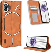 Wallet Case for Nothing Phone (1), PU Leather Cover with Card Holder Kickstand Hidden Magnetic Adsorption Shockproof Flip Folio Case for Nothing Phone (1), Brown