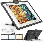 A3 Light Board for Diamond Painting, Rechargeable Battery Light Pad, Magnetic Tracing Light Box, Ultra-Thin Copy Board with 3 Colors& 6 Levels Adjustable Brightness for Drawing, Sketching, Animation