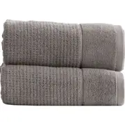 2PK Renee Taylor 650GSM Cambridge 80x160cm Bath Sheet Textured Towel Fossil