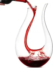 Wine Decanter,Red Wine Carafe,Wine Aerator,100% Hand Blown Lead-Free Crystal ...