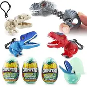 DINOBROS Mini Dinosaur Figures Toys Surprise Eggs Dino Chomper Keychains Party Favor Decoration 4 Pack