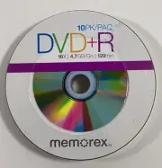 Memorex DVD+R 10-Pack 16X 4.7GB/Go/120Min Discs/Unopened Package