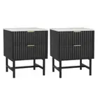 2x Bedside Table 2 Drawers - Black