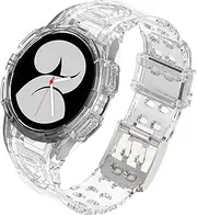 NINKI Compatible Galaxy Watch 4 Band Clear Galaxy Watch 5 Band,Full Protective Sport Samsung Watch 4 Band for Women Men Bumper Replacement Strap Case Band for Samsung Galaxy Watch 5 Band Transparent