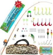 Kids Fishing Pole and Tackle Box Kit - Telescopic Kids Fishing Poles for Boys Pe