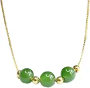 [KONGKNUANK] Necklaces For Women Jade pendant S925 Silver Gold-Plated Natural Hetian Jade Necklace Jasper Three Lives Jade Necklace Pendant for Women Yoga Jade Neaklaces Genuine Jade Pendant for Women
