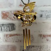 24K Gold Plate Crystals Flying Pig Small Wind Chime Ornament Sun Catcher