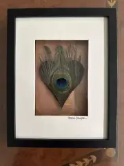 Peacock Feather Heart Art Piece By Teresa Downer - Wall Hang Or Tabletop