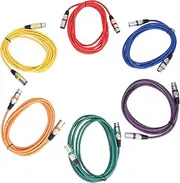 6 Pack 10 Feet/300cm Mic Cable Cord, Balanced XLR Male to XLR Female Microphone Audio Colored Snake Cables, Color Connectors Mic Cables for Mixer Speaker Systems