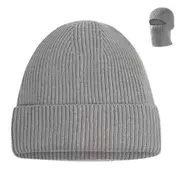 2 in 1 Balaclava Ski Mask Beanie Hats Windproof and Warm Face Mask for Men Women-Grey