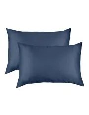 [Royal Comfort] Mulberry Soft Silk Hypoallergenic Pillowcase Twin Pack 51x76cm in Navy
