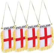 WHAMVOX 4pcs England Flag Mini Car Decorations Compact Design Small Banners Easy Installation for Rearview Mirror Window Fade Resistant Material Enhance