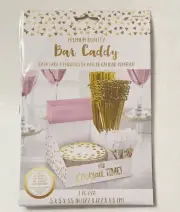 Premium Quality Bar Caddy Cocktail Time Party Table Organizer Gold White