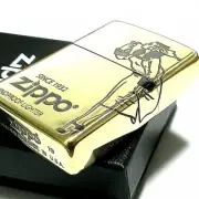 Old Design Windy Girl 2 Sided Etching Gold Brass Japan Zippo Oil Lighter MIB