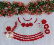 Infant 0-3 Month New born Baby Girl knitting crochet cloth White Frock shoes Hat