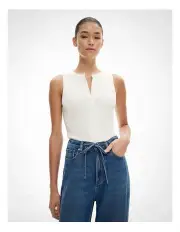 [Witchery] Button Longline Tank in Fresh White