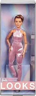 Mattel - Barbie Looks: Model 22 with Pixie Cut, Sequined Pink Halter Jumpsuit with Silver Heels