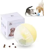 Dog Treat Ball Toy, Pet Zone IQ Dispensing Interactive Food Dispenser Puzzle for Pets, Adjustable Difficulty, Durable Leak-Resistant Ball, Treat-Dispensing Toy for Exercise & Fun(Yellow)
