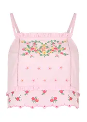Damson Madder Rosie Floral-embroidered Cotton top - Pink - 8 (UK8 / S) 8 (UK8 / S)