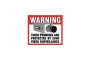 140x120mm Warning CCTV Security Camera Surveillance Sticker Sign Front Adhesive