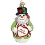 Old World Christmas Ornament-Glistening Romantic Snowman NEW #24120 *RETIRED