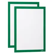2PK Durable Duraframe Self-Adhesive Sign A4 Document/Paper Holder Display Green