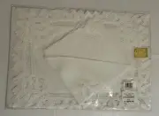 New Vtg. 8 Pc Set ~White Cotton/Linen Battenburg 4 Placemats Plus 4 Napkins