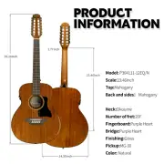 Haze Natural 12-String 36" Saddle Height Adjustable Acoustic Guitar-P30411112EQN