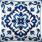 Cross stitch Pillow Cover DIY kit "Blue ornament" Needlepoint kit Printed canvas