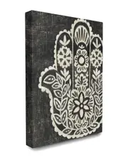 Stupell Floral Pattern Black and White Hamsa
