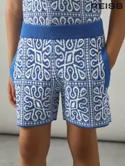 Reiss Blue/White Redhill 3-9 yrs Tile Pattern Knit Shorts (AP0291) | $70