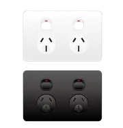 10A Double GPO Acrylic Wall Socket – Slimline Design in Black or White