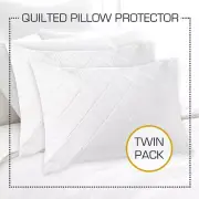 TWIN PACK Aus Made Quilted Pillow Protectors Case Cotton Cover 48cm x 73cm