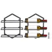 2 Set Wall Mounted Wine Rack Hanging Wine Bottle Holder Holds 3 Bottles Black