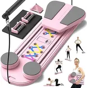 Pilates Board, Foldable Reformer Training Set, 12-in-1 Multifunctional Kit with Auto-Rebound Ab Roller,Portable Home Core Workout Equipment, Tone Your Abs and Achieve a Sleek Figure