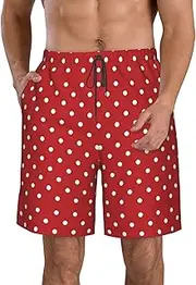[OAROK] Big White Dot Men's Casual Beach Shorts Quick Drying Shorts Men's Stretch Swim Trunks Daily Wear Style, White, 3X-Large