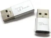 USB C Adapter Female to USB Male (Silver - 2 Pack Variation) Type C to A Charger Cable Adapter Converter for iPhone12 13 15, Airpod iPad, Samsung S20 S21 Plus 20 FE Ultra, Google Pixel by TGD STUDIO