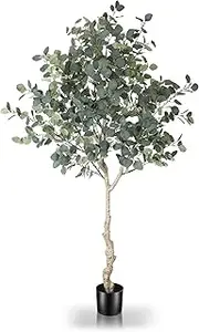 LYERSE 6ft Artificial Eucalyptus Tree in Plastic Nursery Pot, Tall Faux Eucalyptus Stems Fake Plants with 846 Silver Dollar Leaves, Artificial Trees for Office House Living Room Home Decor Indoor