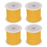 4 Rolls Nylon String Cord 45 Yards 0.4mm Nylon Cord Beading Satin String, Yellow