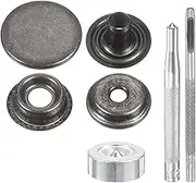 uxcell 24Set Leather Snaps Fasteners Kit 17mm Dia Brass Press-Stud Cap Button 3.31" Length Metal Snap Buttons with 4 Install Tools for Coat Bag Leather Marine Boat Canvas, Gun