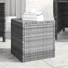 Side Table Grey 40x37x40.5 cm Poly Rattan and Tempered Glass vidaXL