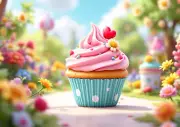 CUPCAKES AND FLOWERS COMPUTER MOUSE PAD 9.25 x 7.75
