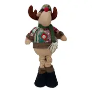 Christmas Santa Ornaments Plush Reindeer Standing with Scarf
