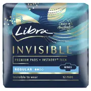 Libra Invisible Pads Regular with Wings 12 Pack