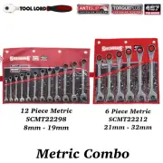 Sidchrome 12 Pce + 6 Pce Pro Series Metric Geared Ratchet Spanner Set 8-32mm