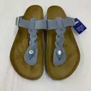 Birkenstock New w/ Box Gizeh Braided Dusty Blue Oiled Leather Reg Select Size