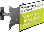 Goobay Fullmotion S2 Single-Arm Wall Mount for TV Size 23-42, Black