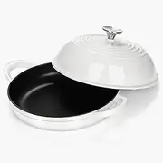 HaSteeL 5 QT Cast Iron Dutch Oven, Pre-seasoned Enamel Pot with Lid, Non-stick Round Cookware for Sourdough Bread Baking Cooking Roasting Frying, Heavy Duty & Oven Safe (White)