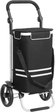 Shopping Trolley, Foldable Shopping Cart, Solid, with Insulated Cooling Bag, Lar
